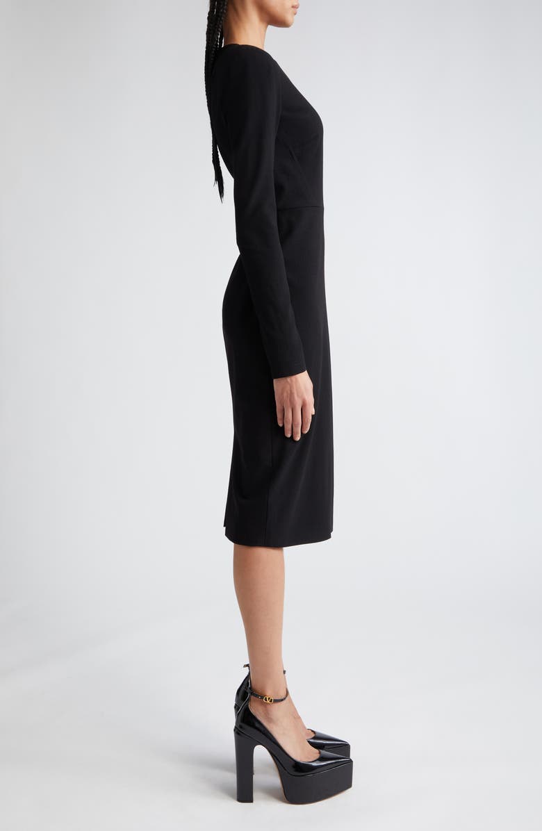 Victoria Beckham Long Sleeve Wool Blend Jersey Sheath Dress, Alternate, color,
