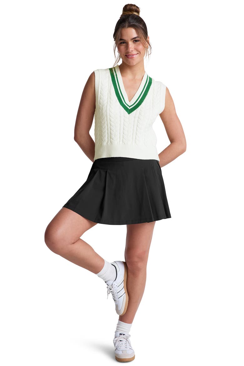 Cable Tipped Sweater Vest, Alternate, color, CREAM