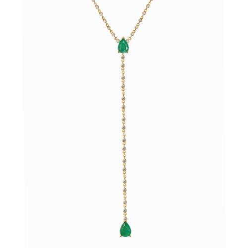 Gemma Azzurro Emerald Pear Station Chain Lariat Y Necklace In Green