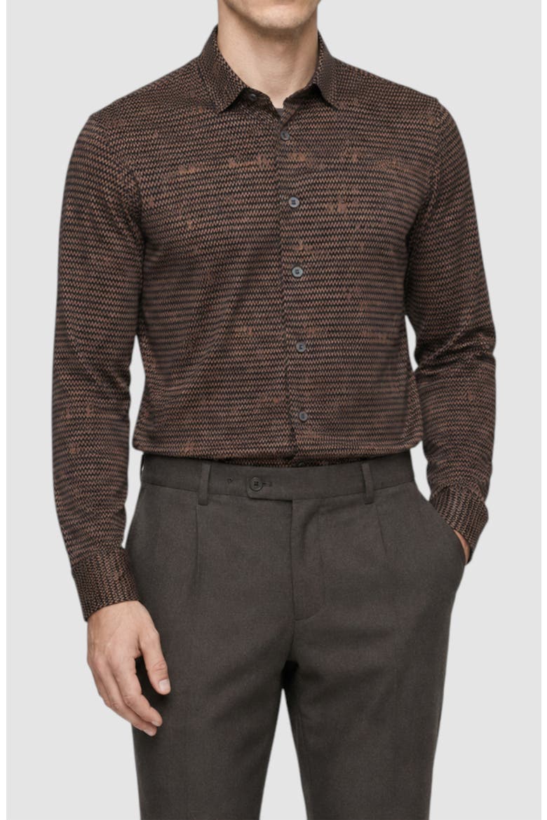 Dynamic Comfort Zigzag Print Shirt, Main, color, BROWN