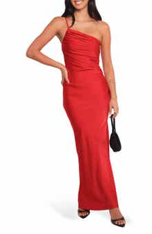 Petal & Pup Safir One-Shoulder Satin Gown