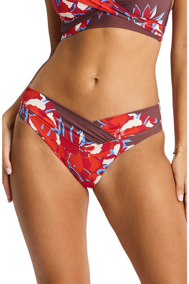 V-Front Mid Rise Bikini Bottoms, Main, color, CHOCOLATE
