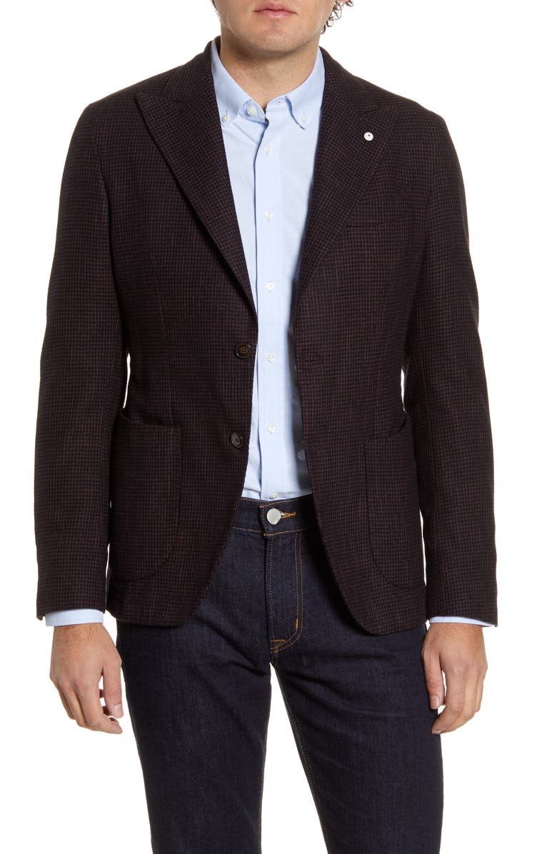 L.B.M. 1911 Trim Fit Houndstooth Cotton Blend Sport Coat, Main, color, 