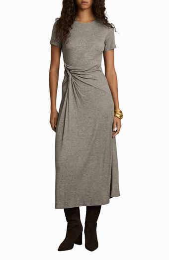 Reiss Hadley Twist Detail Jersey Midi T-Shirt Dress