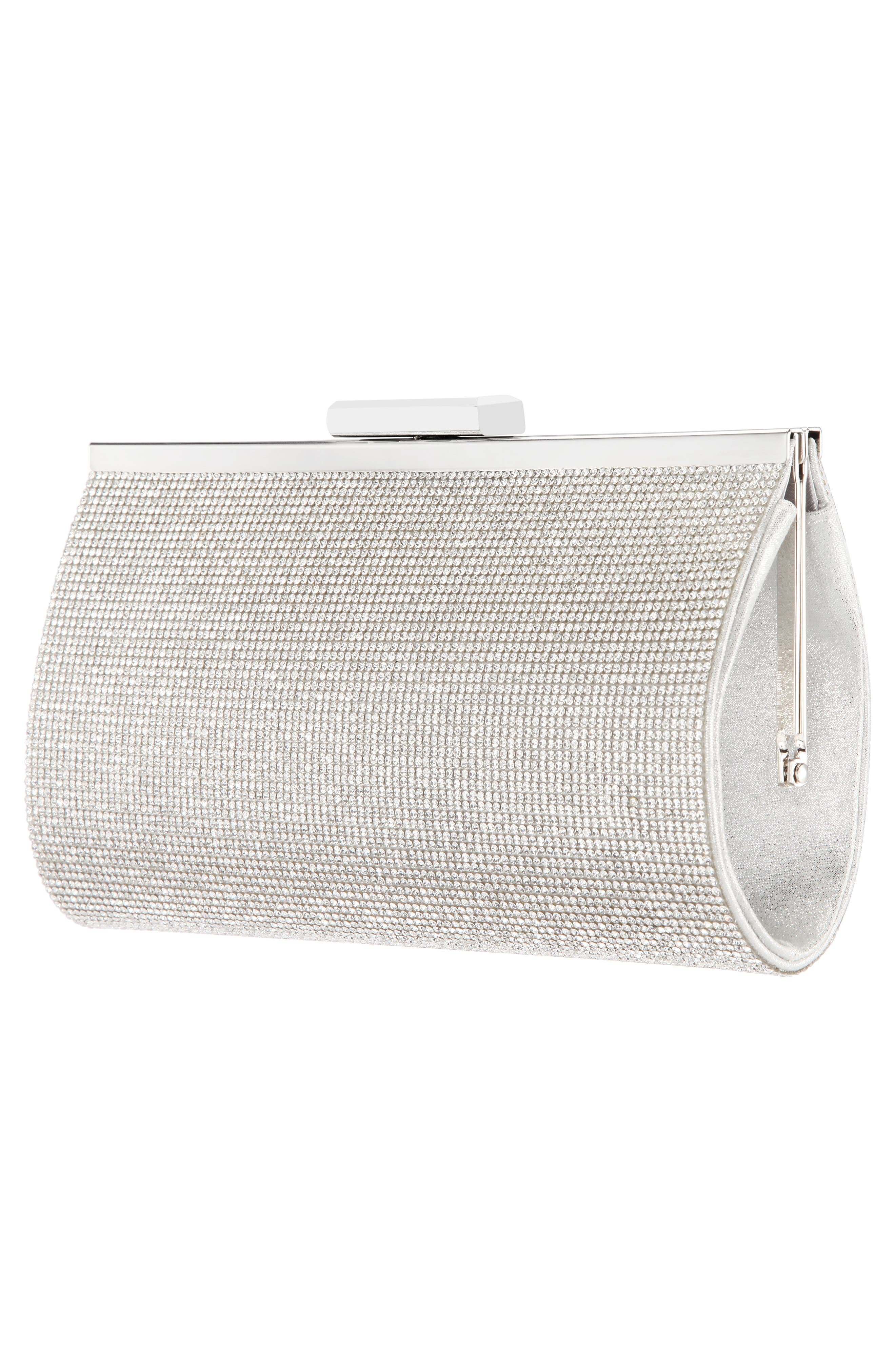 Crystal Frame Clutch, Alternate, color, SILVER