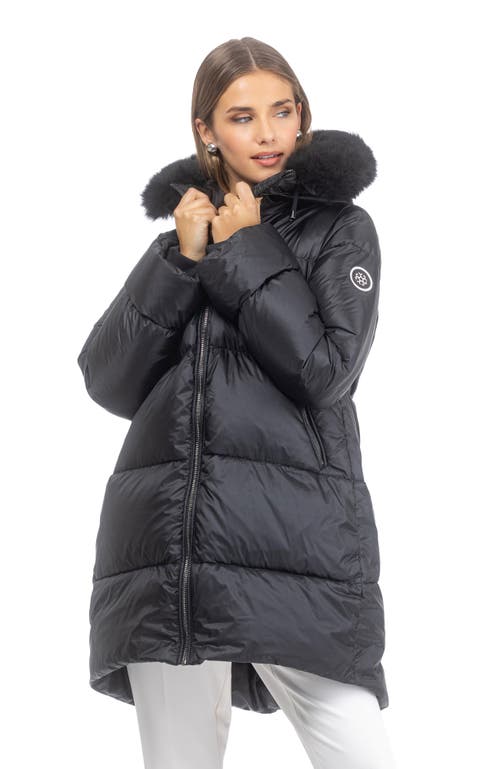 Gorski Apres-ski Horizontal Jacket With Detachable Toscana Lamb Hood Trim In Black