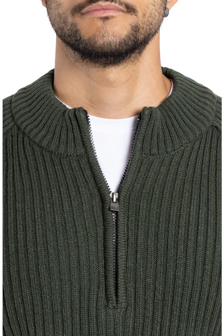 Rib Quarter Zip Sweater, Alternate, color, OLIVE