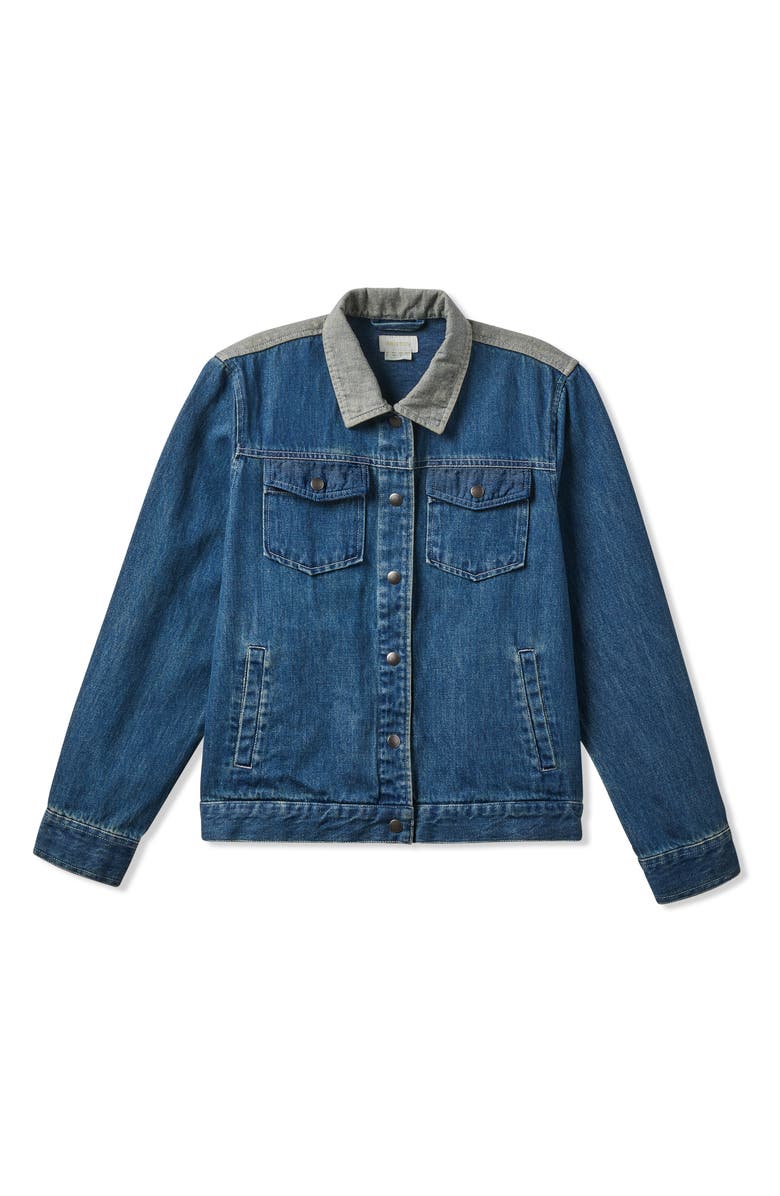 Brixton Embroidered Two-Tone Denim Trucker Jacket, Alternate, color, 