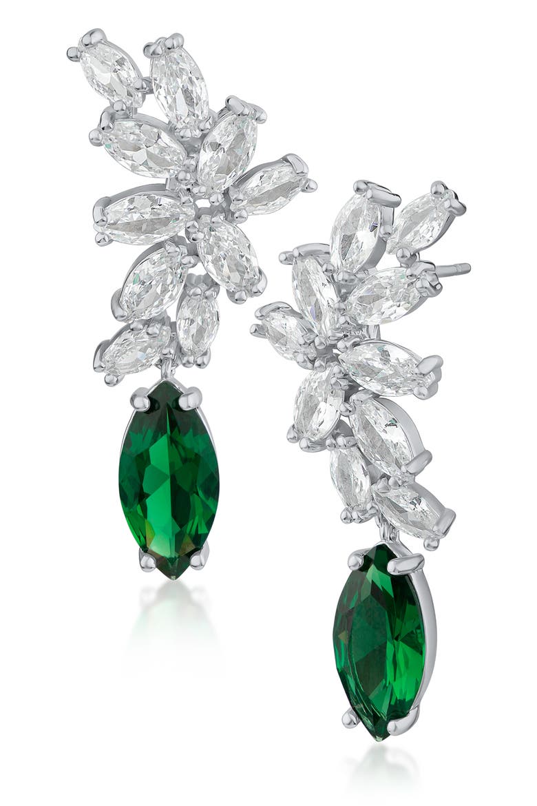 Marquise Crescent Drop Earrings, Main, color, SILVER/ GREEN