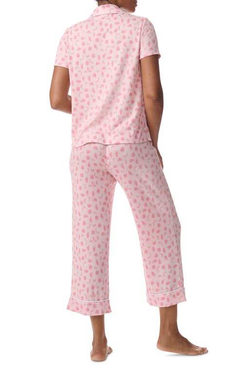 Splendid Notch Collar Crop Pajamas In Pop Berry