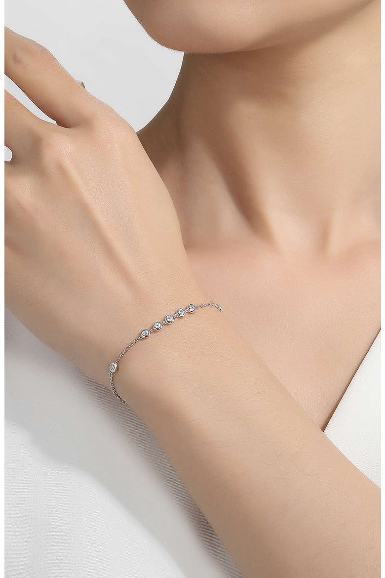 Simulated Diamond Station Bracelet, Alternate, color, SILVER/ WHITE