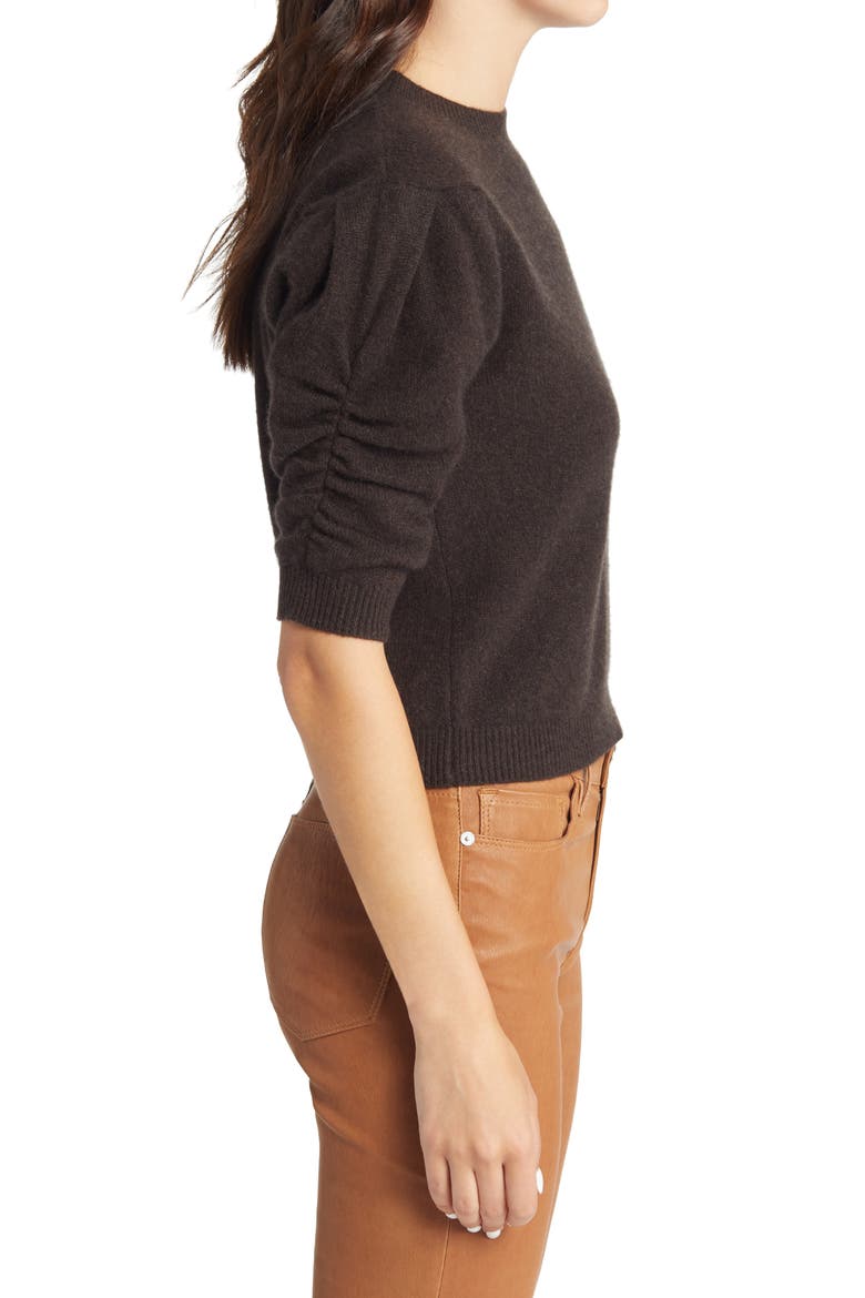 Ruched Sleeve Recycled Cashmere & Wool Sweater, Alternate, color, AMERICANO