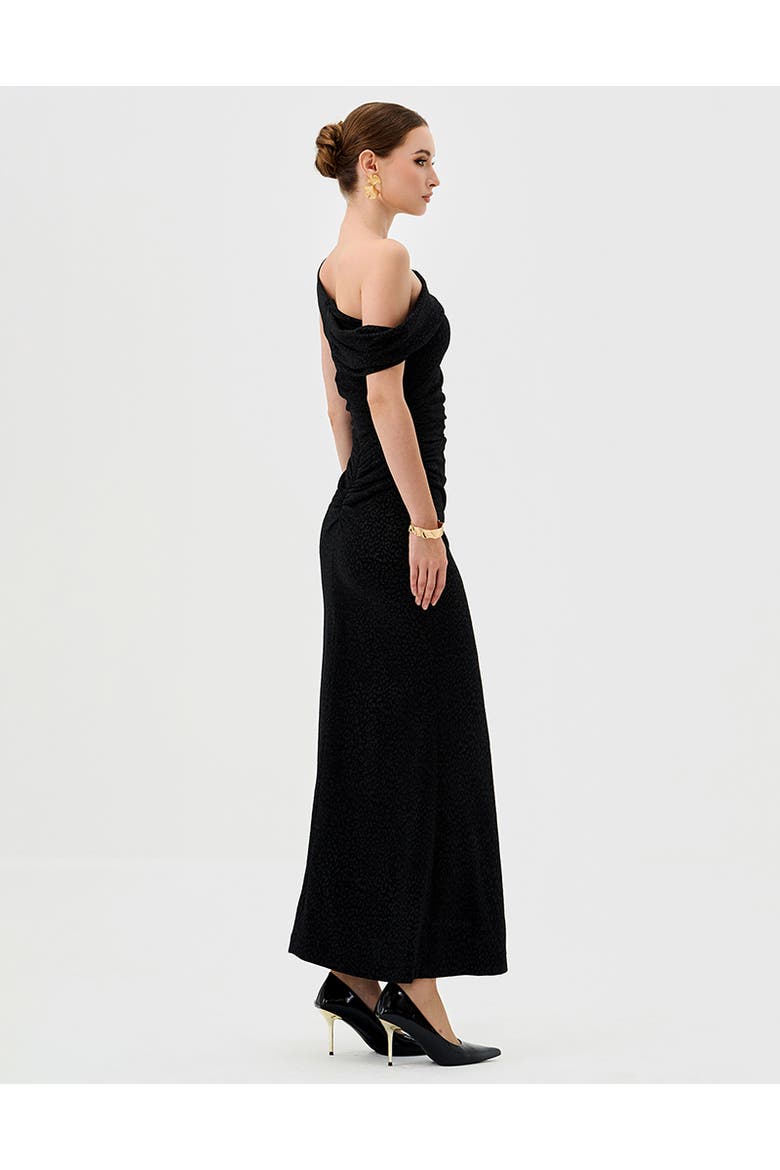 Thaliah Drape Off Shoulder Maxi, Alternate, color, BLACK