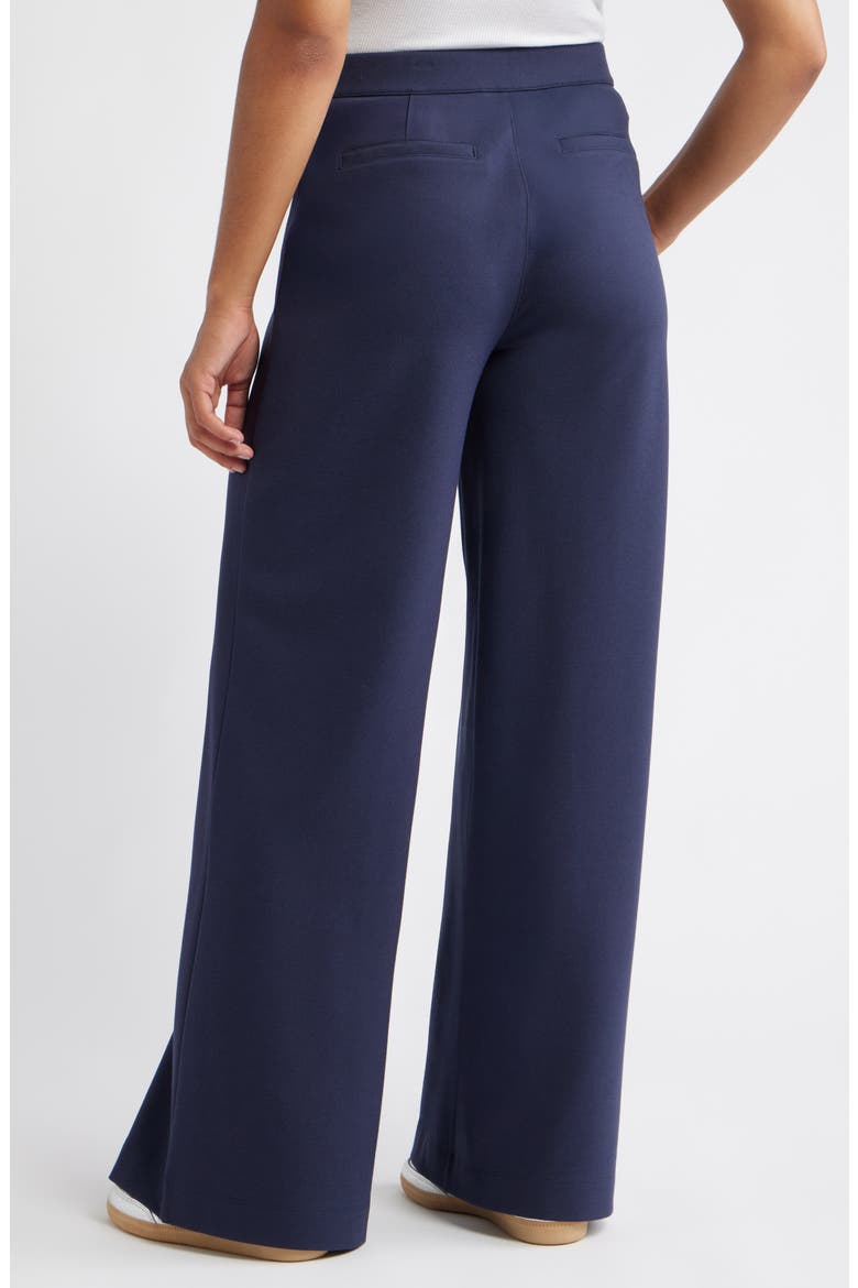 High Waist Wide Leg Ponte Pants, Alternate, color, NAVY ECLIPSE