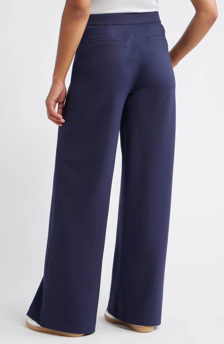 Caslon<sup>®</sup> High Waist Wide Leg Ponte Pants, Alternate, color, Navy Eclipse