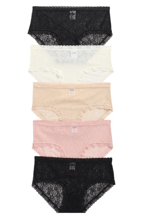 Assorted 5-Pack Lace Hipster Briefs