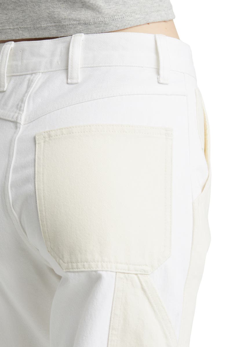 Madewell Two-Tone High Waist Straight Leg Jeans, Alternate, color,