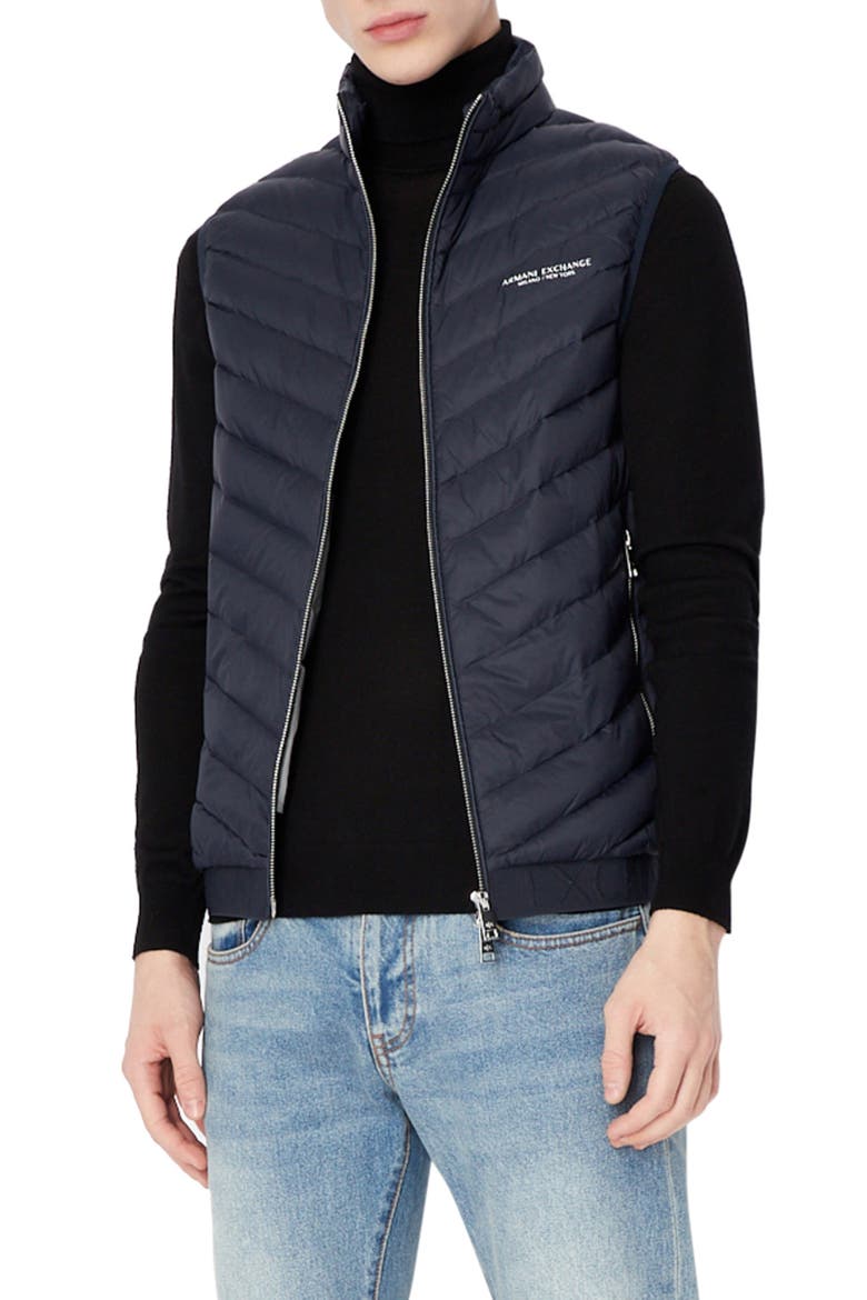 Packable Down Puffer Vest, Main, color, NAVY
