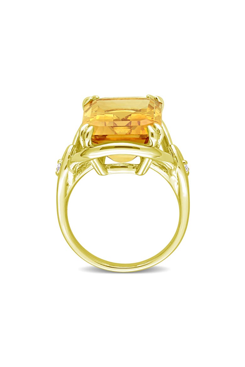 Open Shank Emerald Cut Citrine & Whtie Topaz Ring, Alternate, color, YELLOW