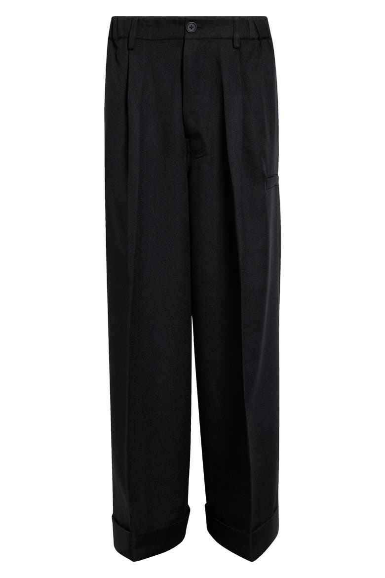 Pointy Tailored Twill Wide Leg Pants, Main, color, BLACK