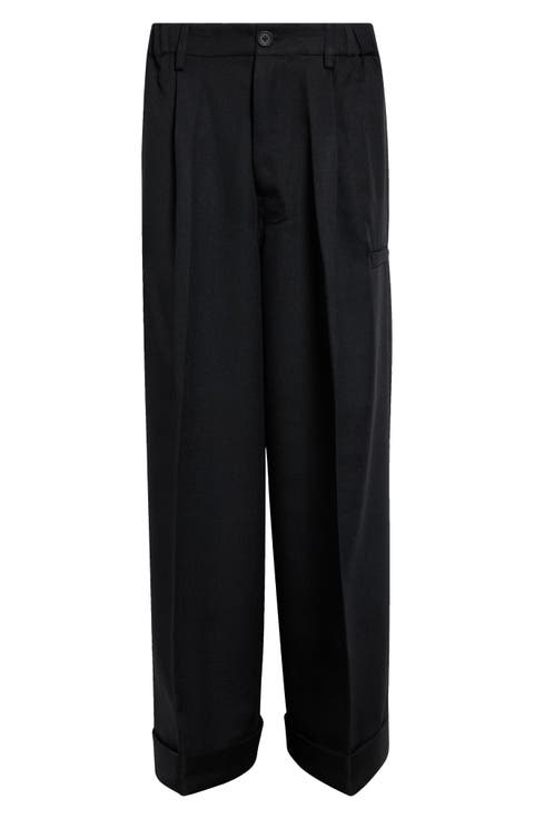 Pointy Tailored Twill Wide Leg Pants