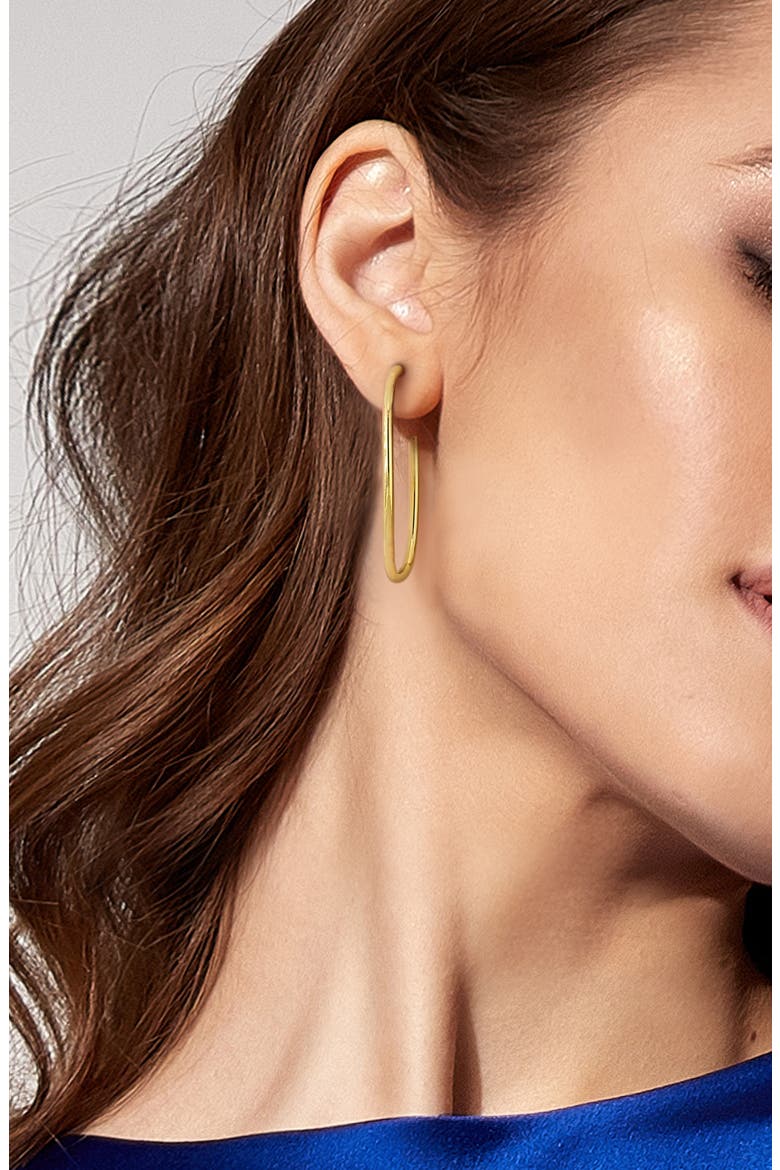 Rectangular Open Hoop Earrings, Alternate, color, GOLD