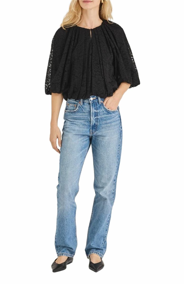Rebecca Taylor Idun Lace Top, Alternate, color, Black
