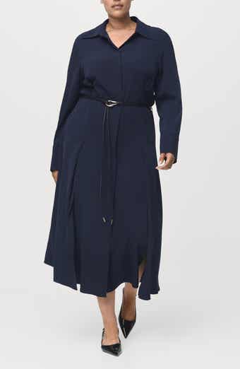 MANGO Long Sleeve Belted Shirtdress