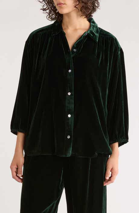 Marine Layer Bella Oversize Velvet Button-Up Shirt