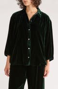 Marine Layer Bella Oversize Velvet Button-Up Shirt