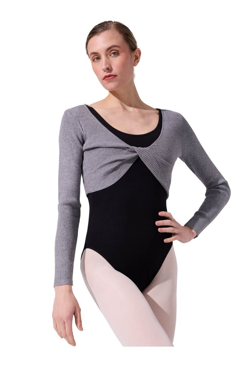 Shrug with Faux Knot, Main, color, medium grey
