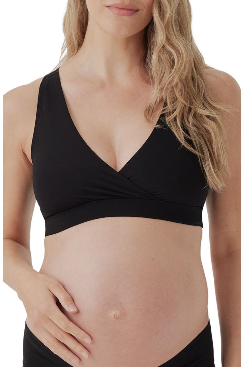 Organic Cotton Maternity Nursing Bralette, Alternate, color, Black