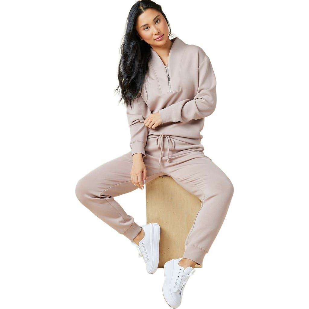 Softies Athleisure DreamTech 1/4 Zip Jogger Set in Coco  product