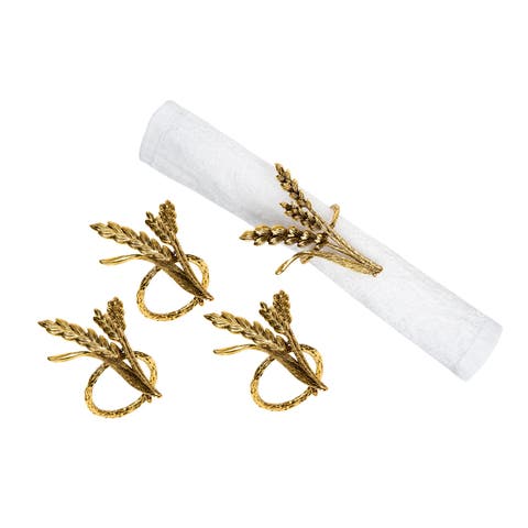 Bronze Wheat Napkin Rings, Set of 4