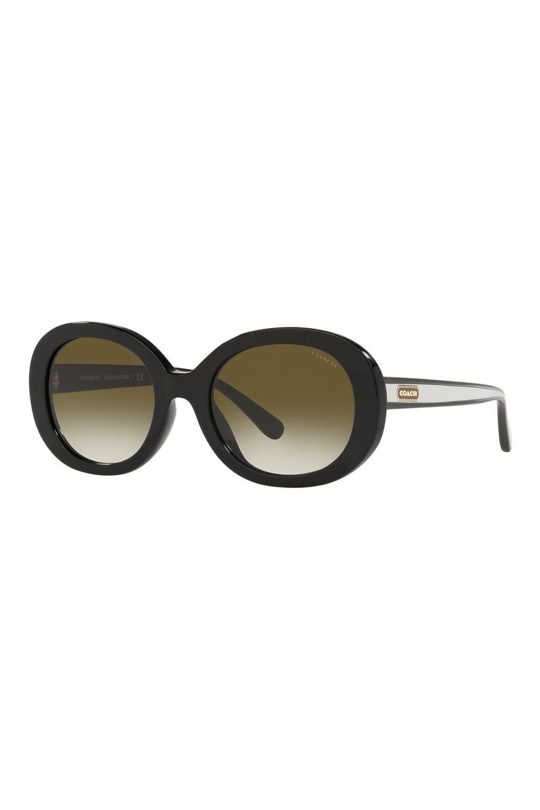 52mm Gradient Oval Sunglasses, Alternate, color, BLACK / OLIVE GRADIENT