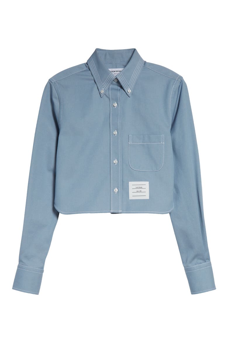 Classic Denim Cropped Button-Down Shirt, Alternate, color, LIGHT BLUE