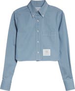 Thom Browne Classic Denim Cropped Button-Down Shirt
