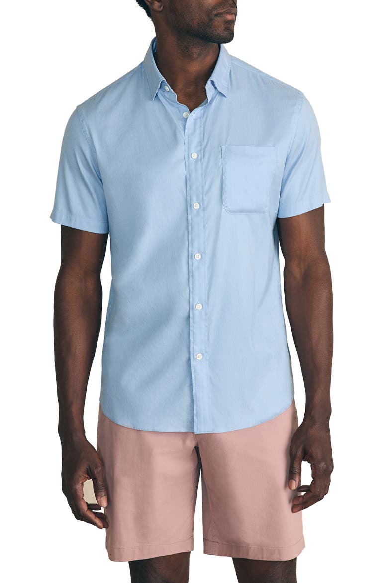 Movement Short Sleeve Button-Up Shirt, Main, color, ATLANTIC SKY