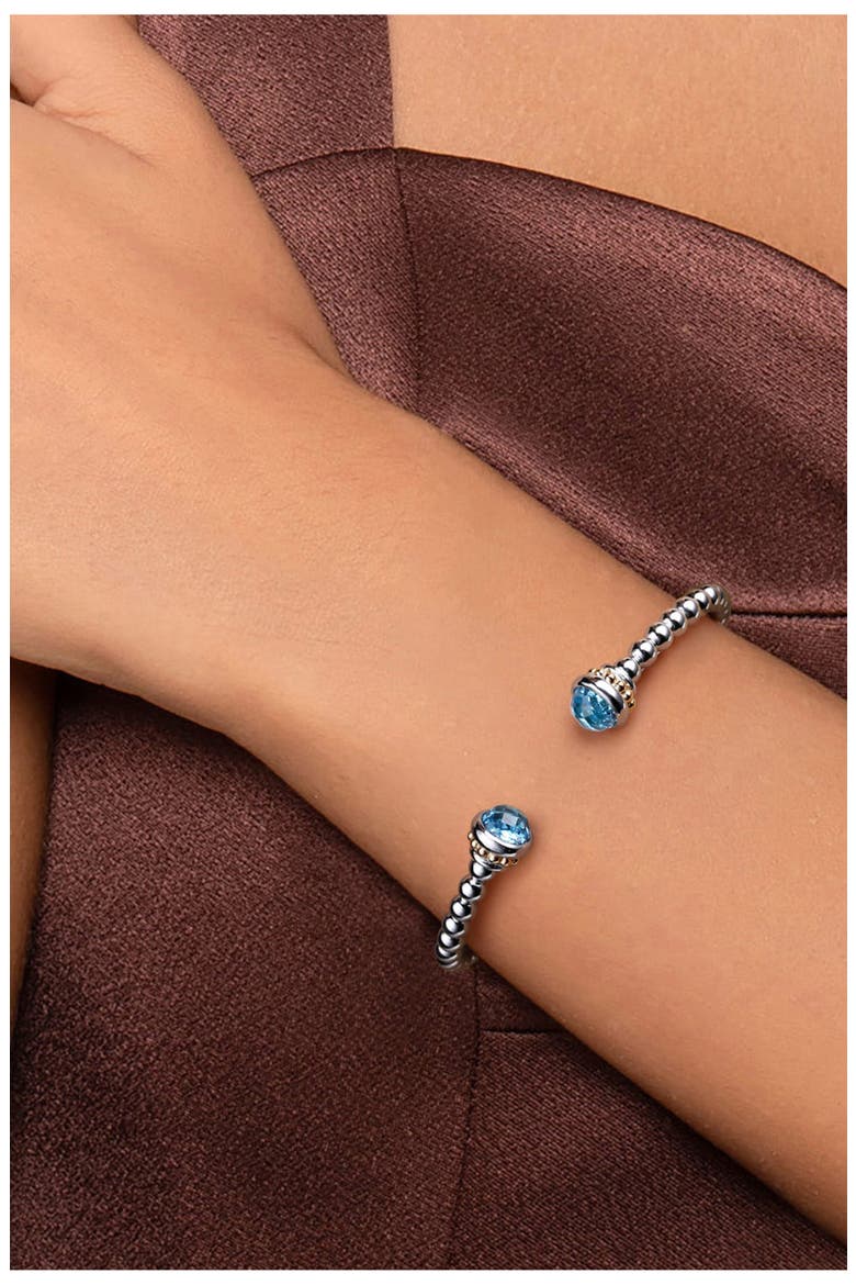 Bujukan 14k Gold & Sterling Silver Blue Topaz Bangle, Alternate, color, STERLING / 14K/ BLUE TOPAZ