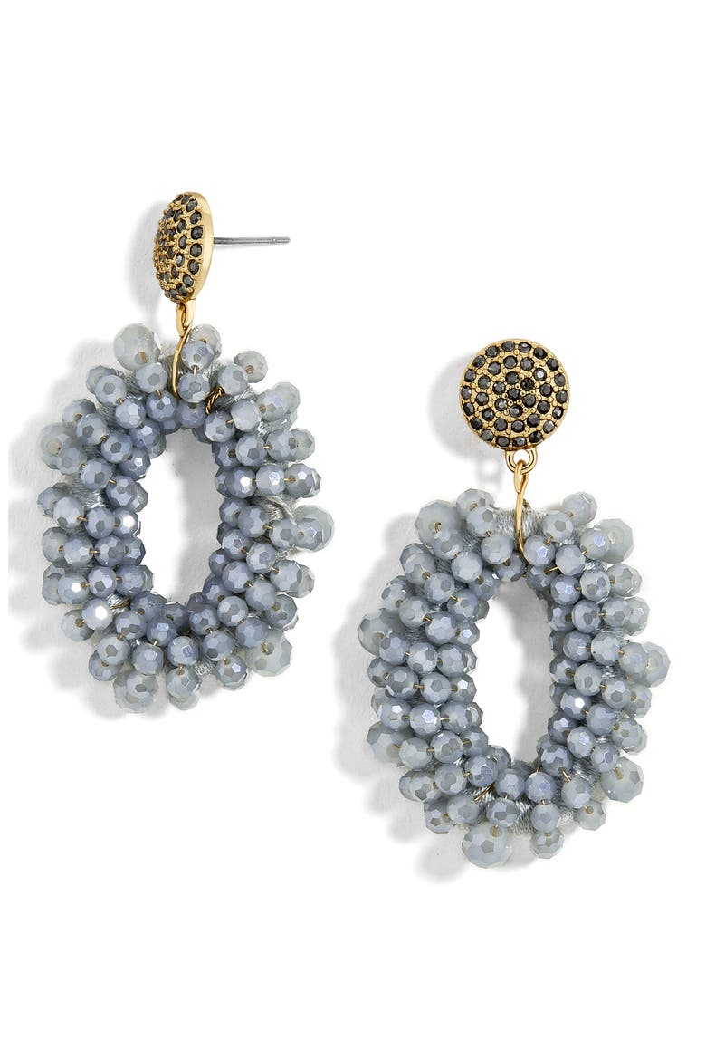 Eve Beaded Drop Earrings, Main, color, GREY