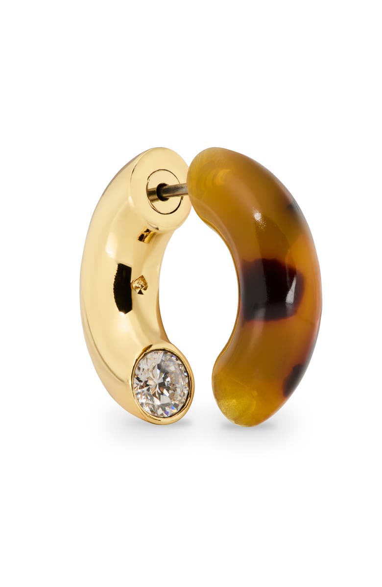 Kate Spade New York front/back huggie earrings, Alternate, color, Tortoise