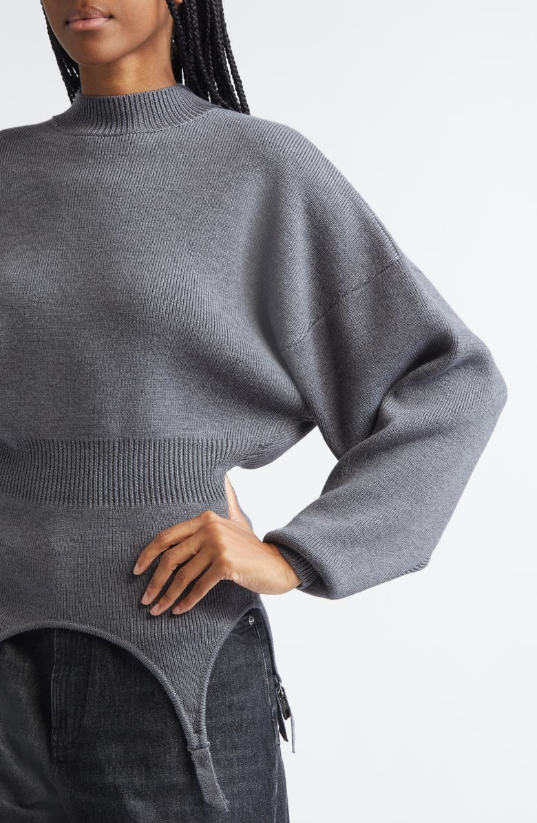 Jean Paul Gaultier Batwing Sleeves Wool Sweater, Alternate, color, Middle Grey