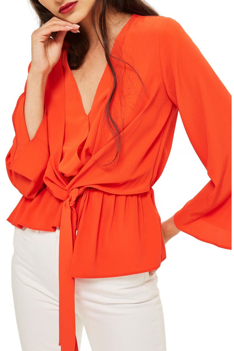 Tiffany Asymmetrical Blouse, Main, color, RED