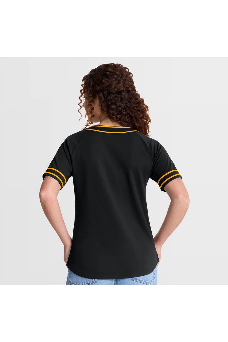 Women's Fanatics Black Pittsburgh Pirates Diva Race Ahead Raglan V-Neck T-Shirt, Alternate, color, Black