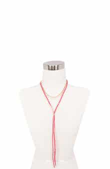 OLIVIA WELLES Layered Chain and Suede Lariat Necklace