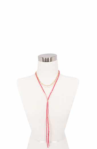 OLIVIA WELLES Layered Chain and Suede Lariat Necklace
