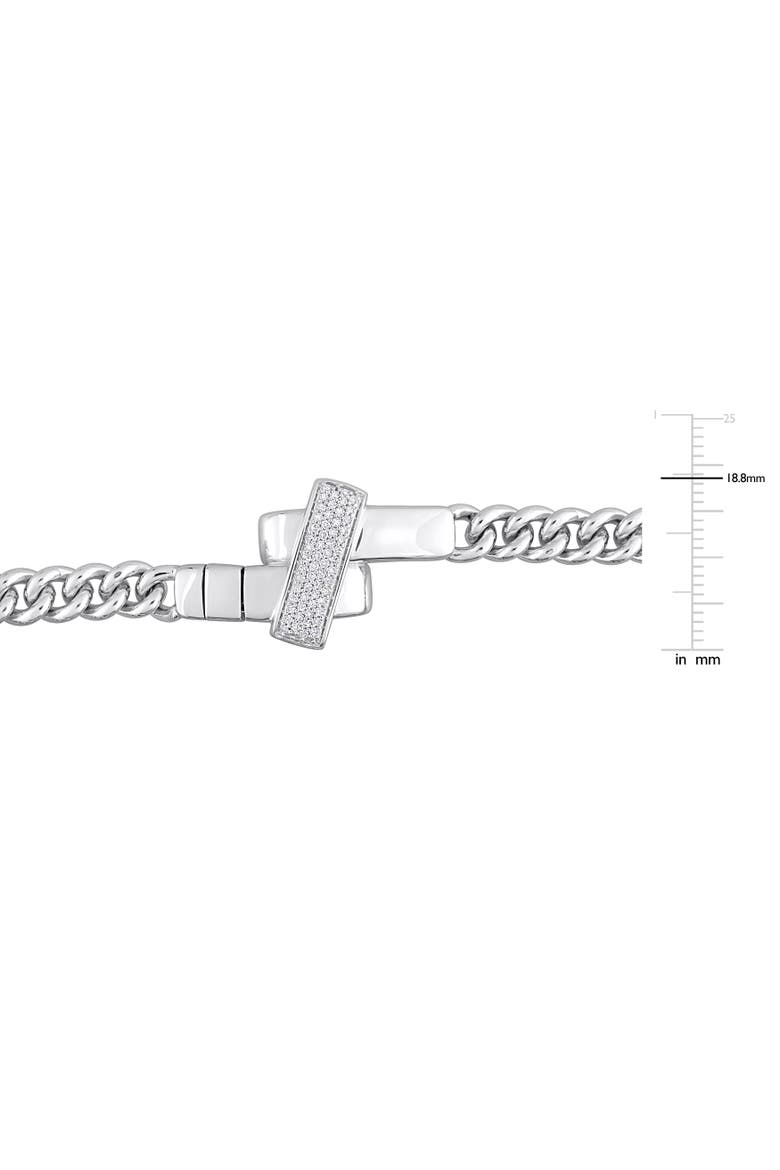 Diamond Crossover Motif Curb-Link Chain Bracelet, Alternate, color, Diamond