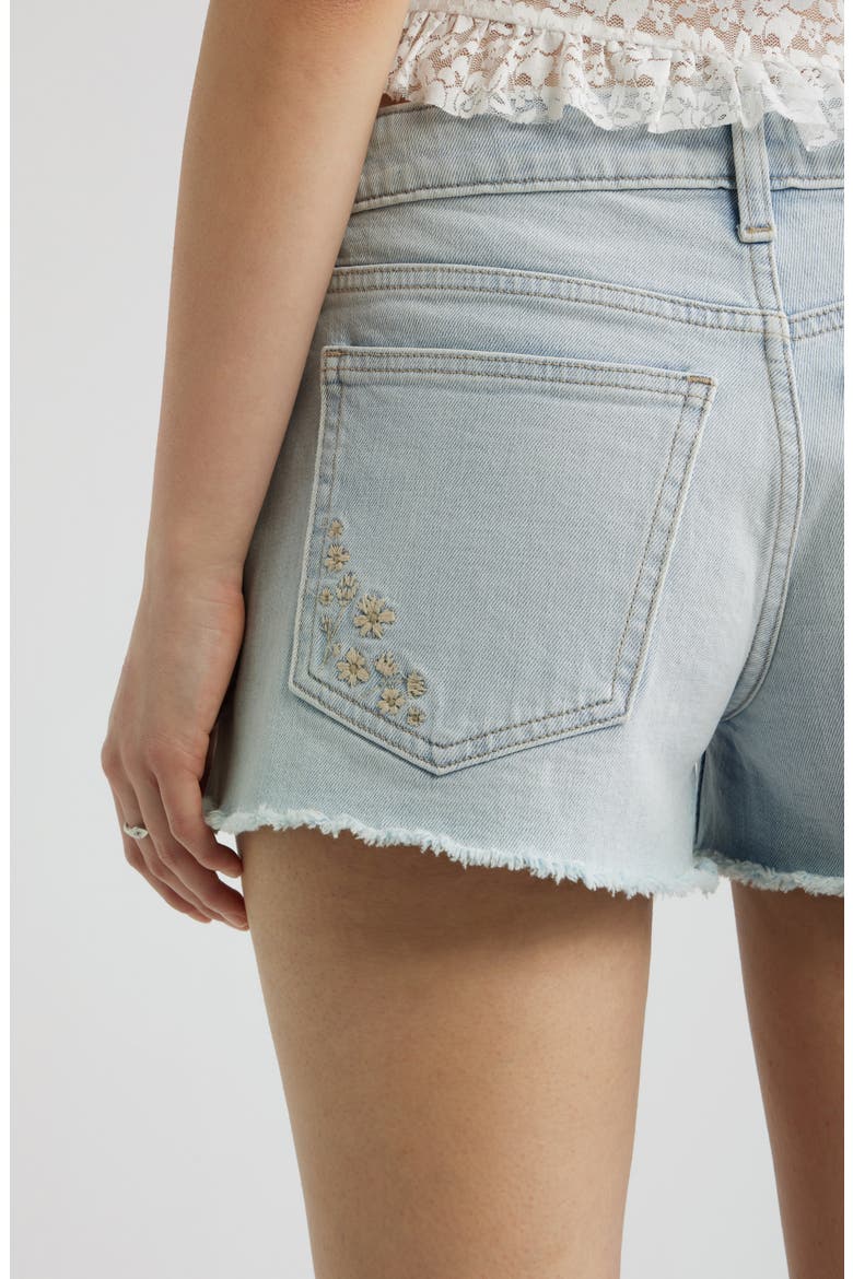 Festival Fray Hem Denim Shorts, Alternate, color, SUNSET WASH