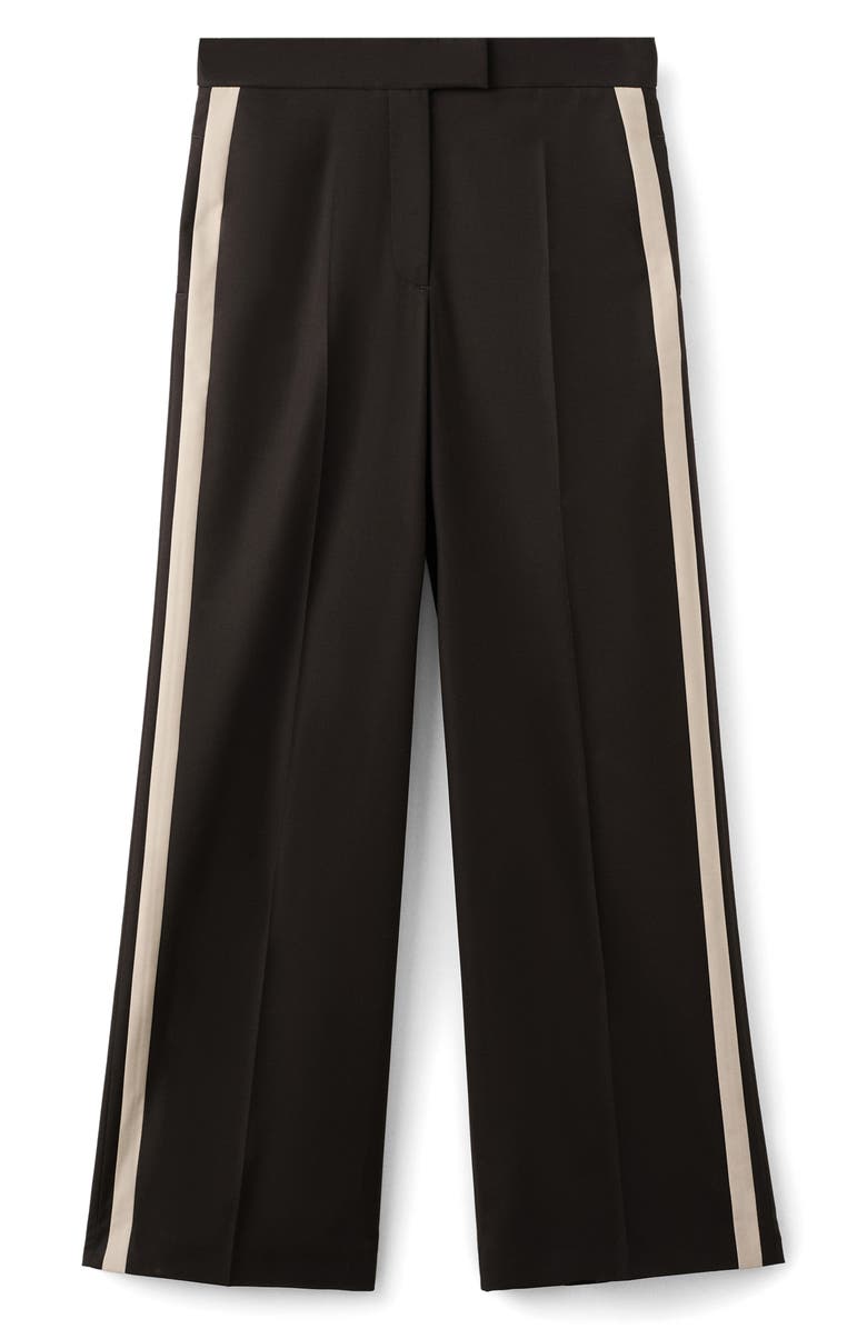 MANGO Side Stripe Wide Leg Pants, Alternate, color, Chocolate