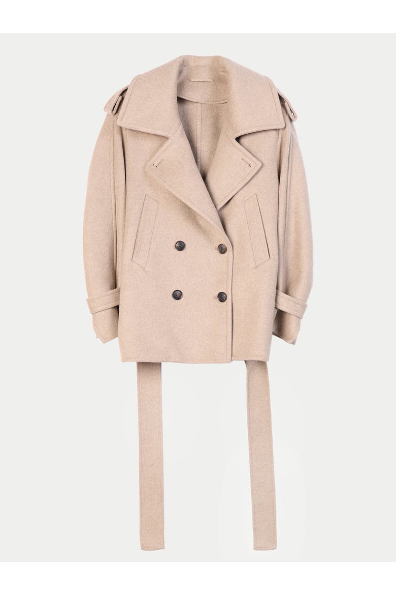 Trench-Style Cashmere Peacoat, Alternate, color, taupe